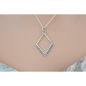 Sterling Silver Diamond Charm with Granulation Necklace